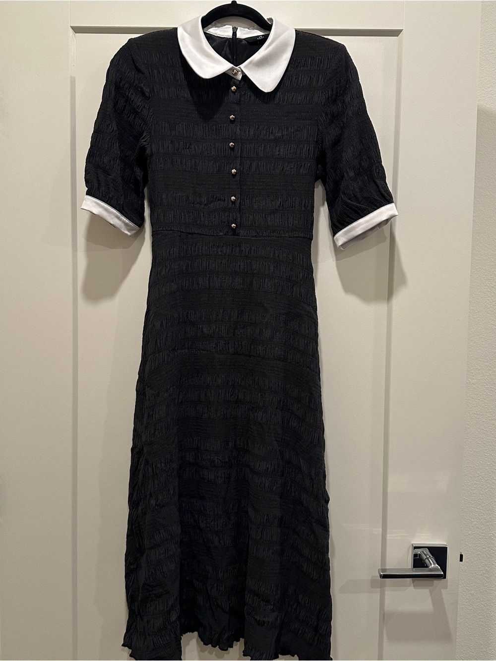 Black Dress with White Peter Pan Collar - Classic Women's Dress